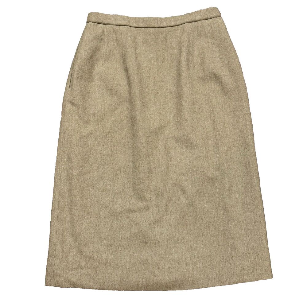 Vintage Pendleton Womens Tan 100% Virgin Wool Pencil Skirt Lined Size 8 USA